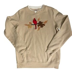 Vintage Adrian Delafield Cottagecoe Double Crewneck Cardinal Bird Fall Leaves